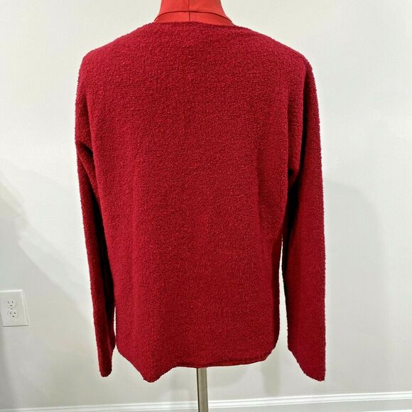 Eileen Fisher Ladies S Red Wool Blend Pullover Sweater Knubbly Knit Crew Neck - Picture 3 of 5